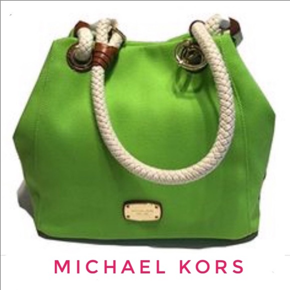 Michael Kors Handbags - Michael Kors Marina Grab Bag Canvas pear green